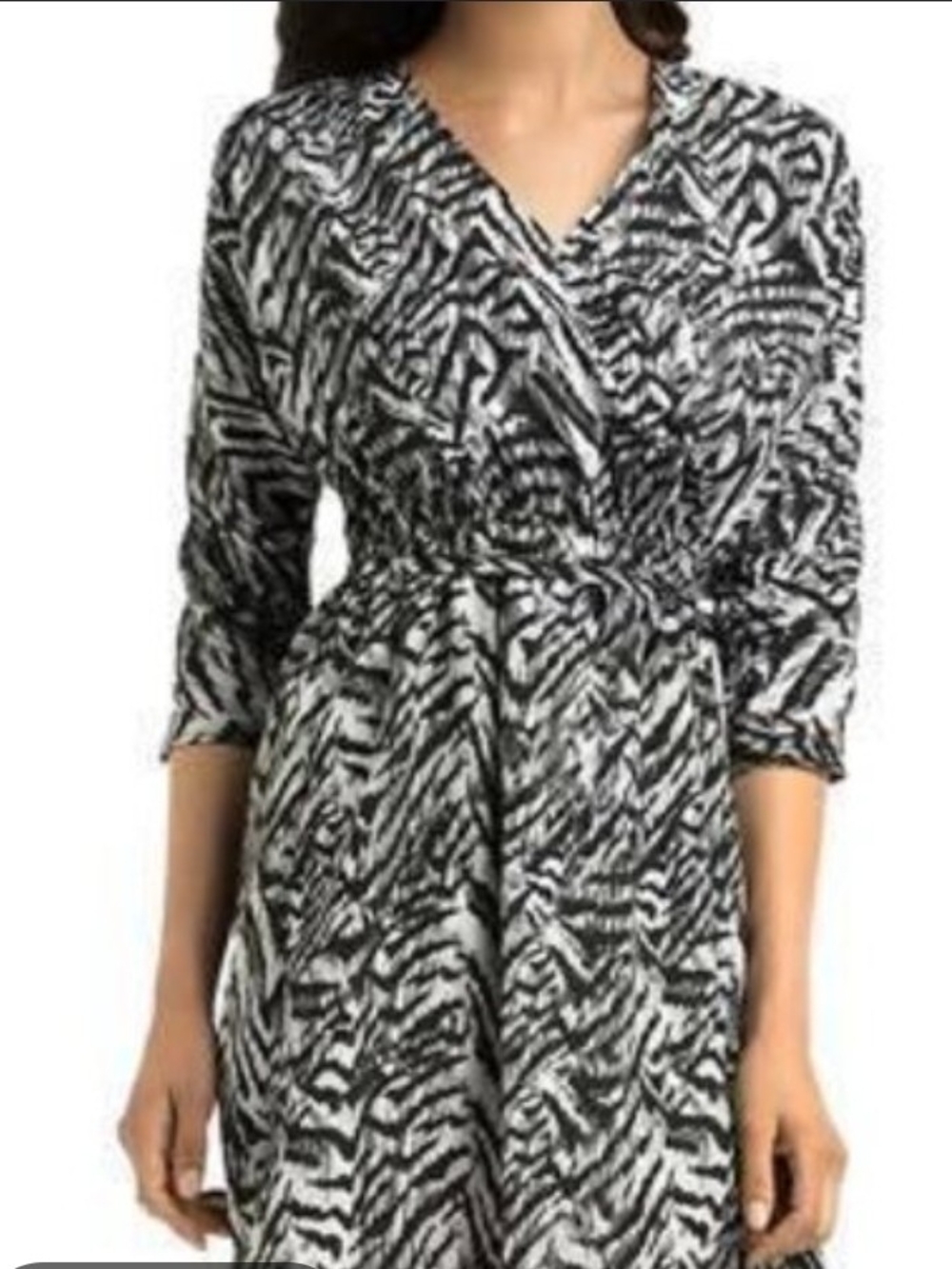 Kardashian Kollection Zebra-print Black & White Printed Wrap-Style Women's Dress